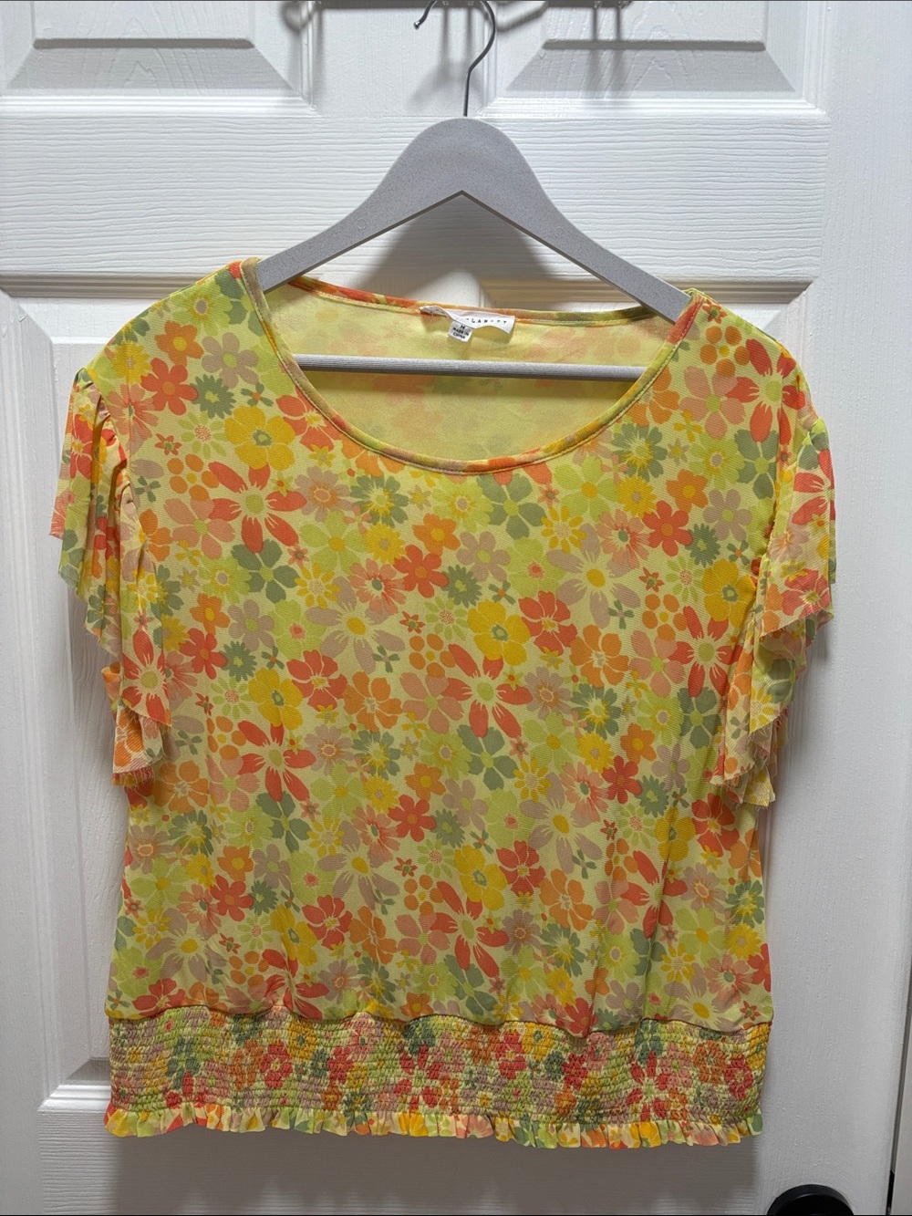 Jane and Delancey Yellow Floral Short Sleeve Blouse